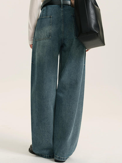 High-Waisted Deconstructed Wide Casual Jeans