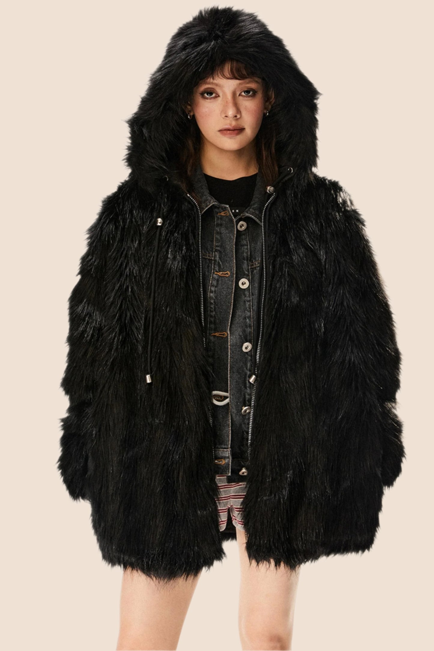 Retro Eco-Friendly Fur Black Jacket