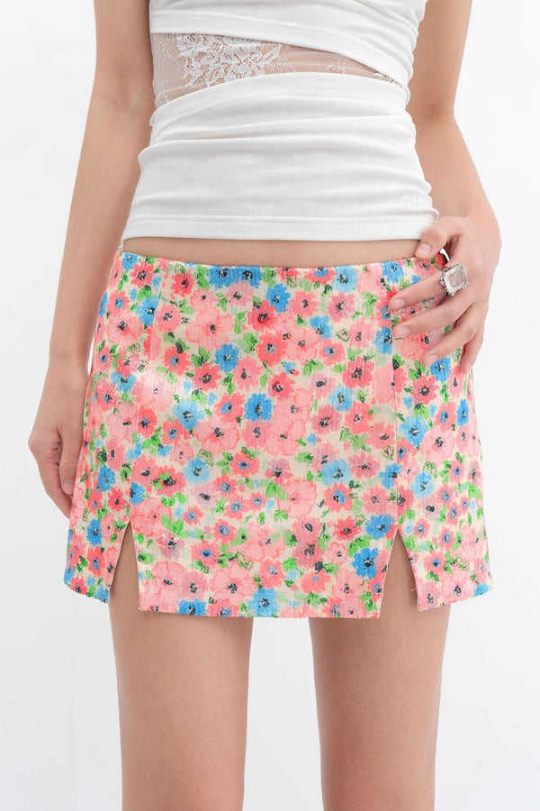 Colorful Floral Sequin Skirt