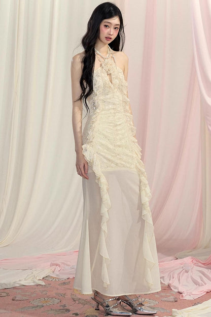 Beige Lace Summer Dress