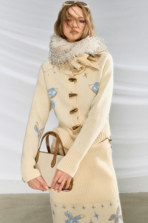 Smart Lapel Hand-Drawn Knit Sweater Set-Up