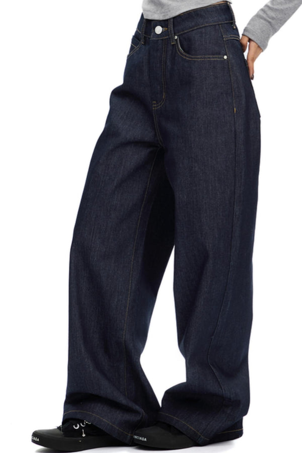 Lockere Passform Navy Weite Jeans 