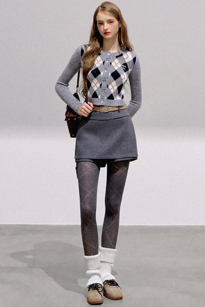 High-End Wool Tweed Skirt