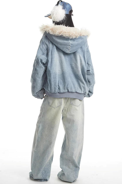 Retro Rhinestone Denim Pants