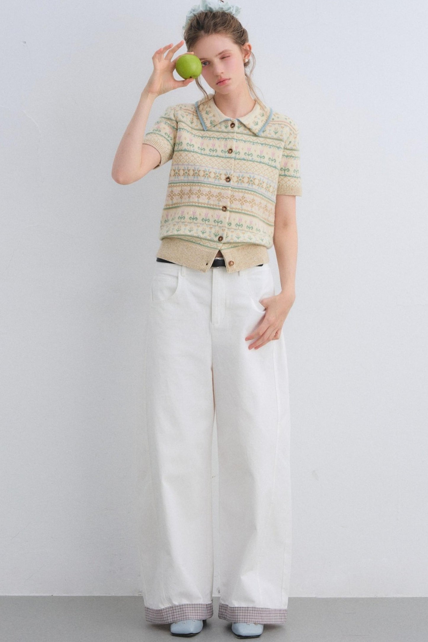 Plaid Patchwork High-Waisted Pants