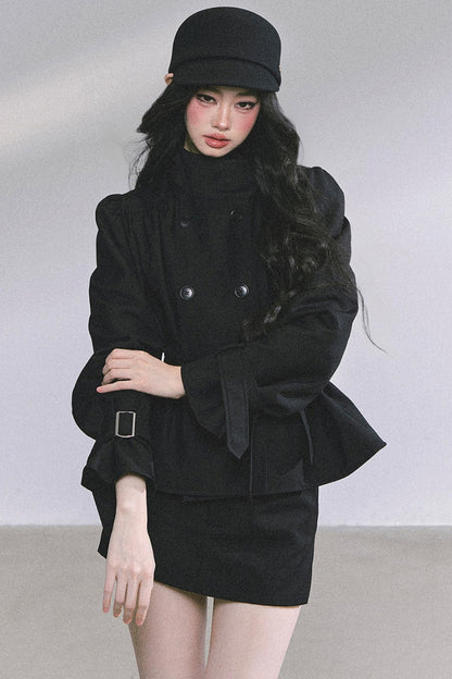 French Style Two-Piece Coat Skirt Set-Up