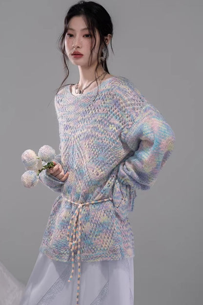 Floral Mist Blue Wool Sweater Set