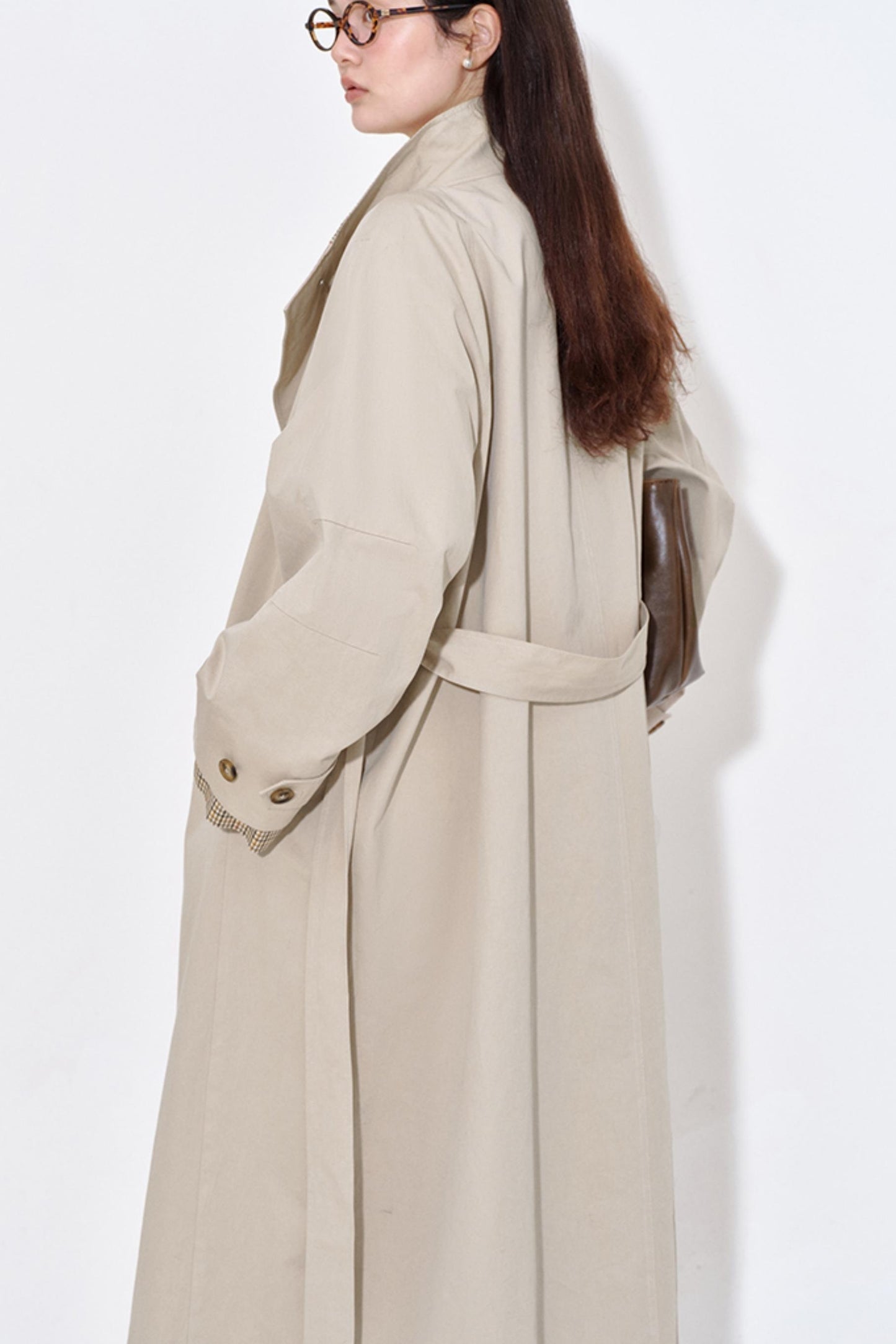 Special Split Plaid Trench Coat