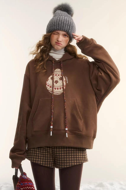 Brushed Fair Isle Hooded Top