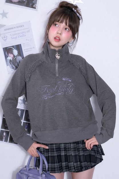 Loose Casual Waffle Long-Sleeve Top