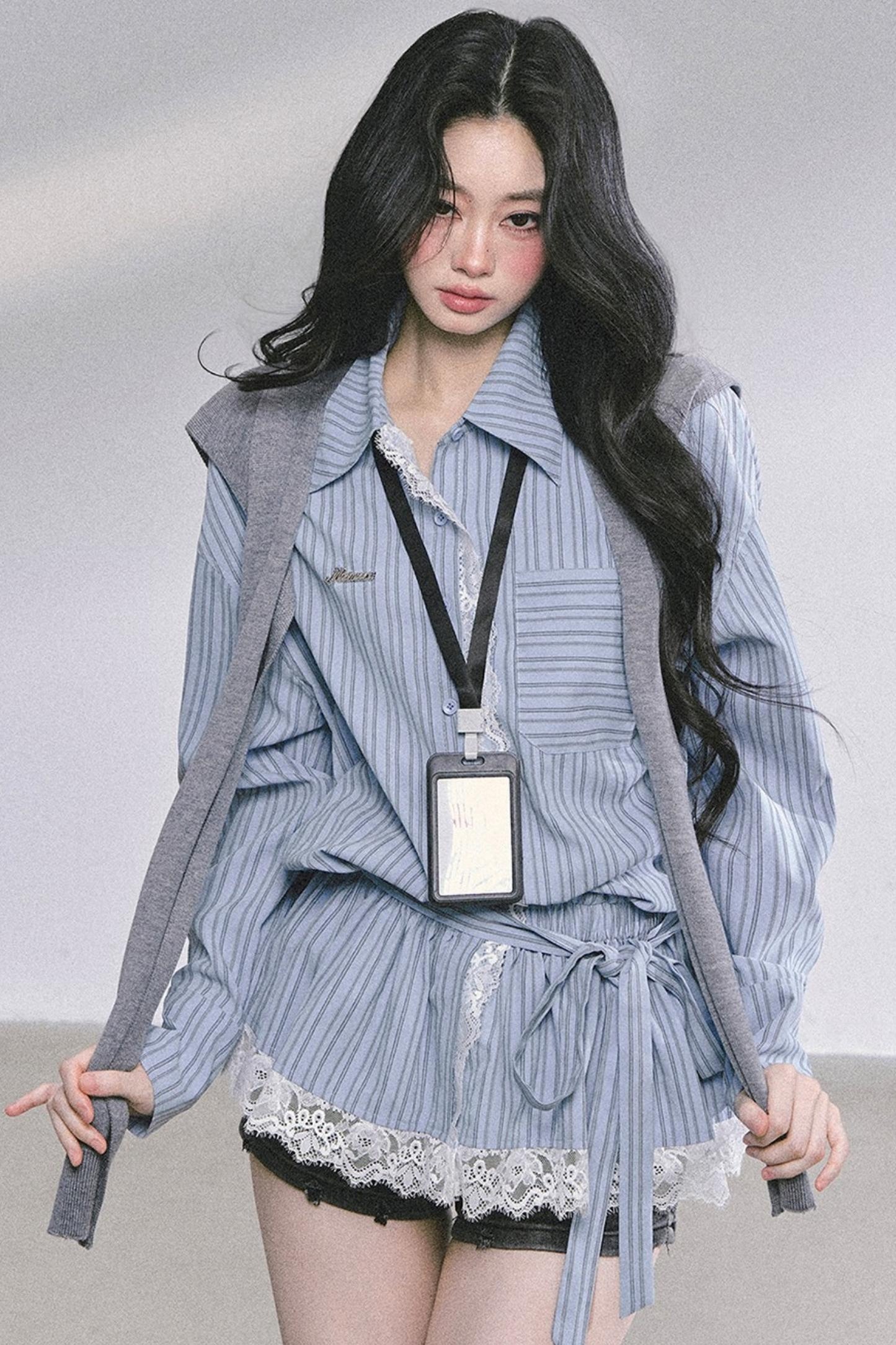 French Lace Stripe Shirt Set-Up