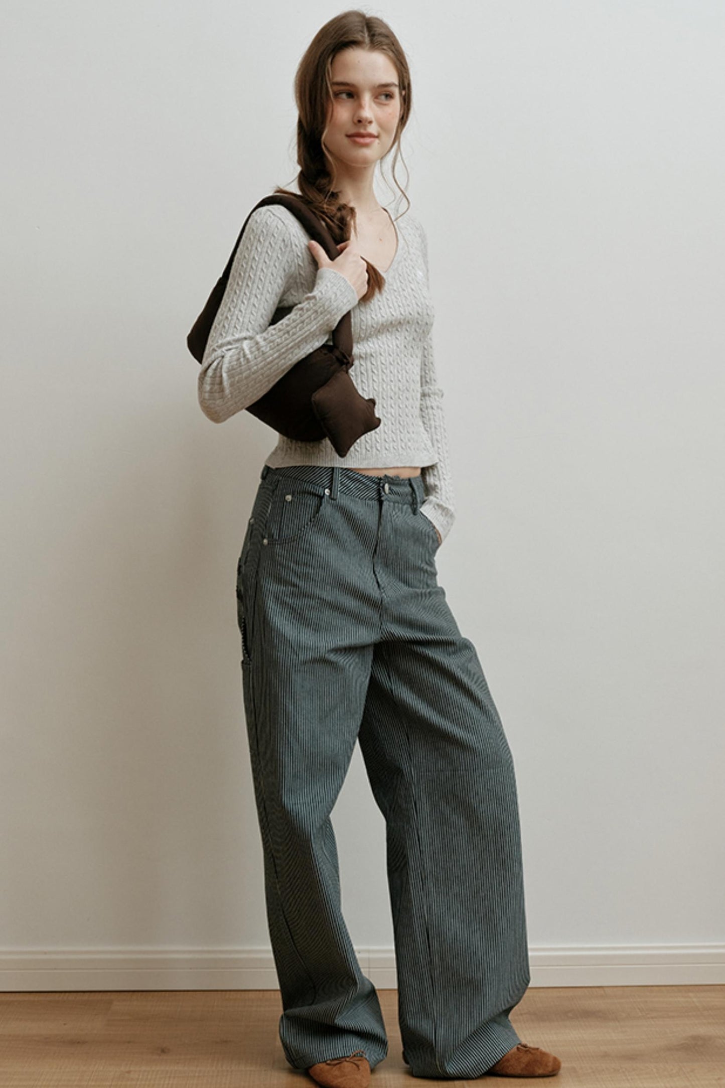 High-Waisted Embroidered Pants