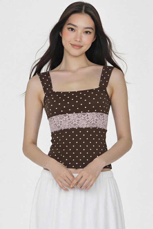 Retro Lace Polka Dot Vest