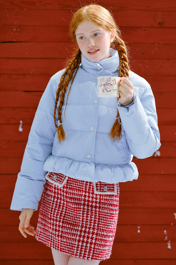 단색 크롭 재킷 