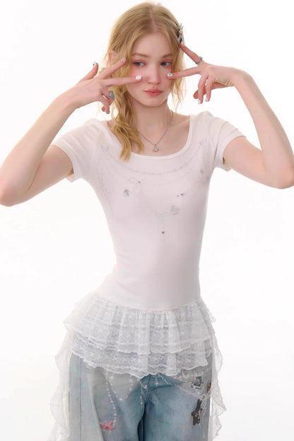 Vintage Chain Pleated Tee