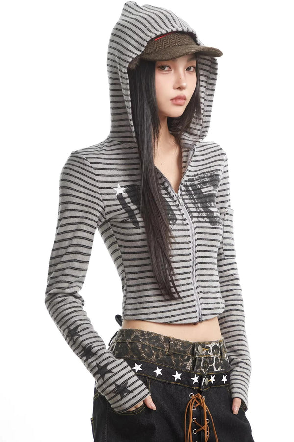 Retro Striped Hooded Sweatshirt