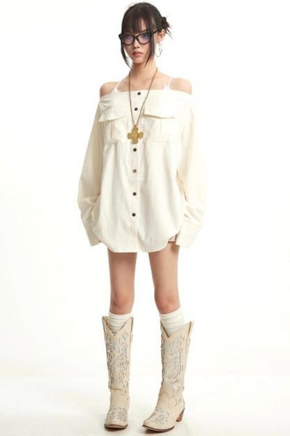 Retro Lazy Style One-Shoulder Top