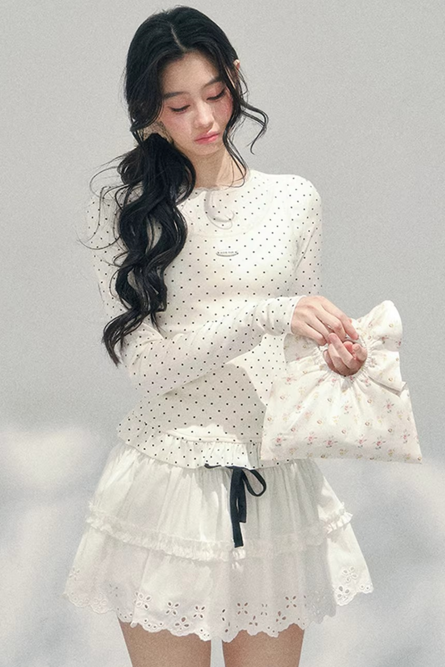 Polka Dot Two-Piece Blouse