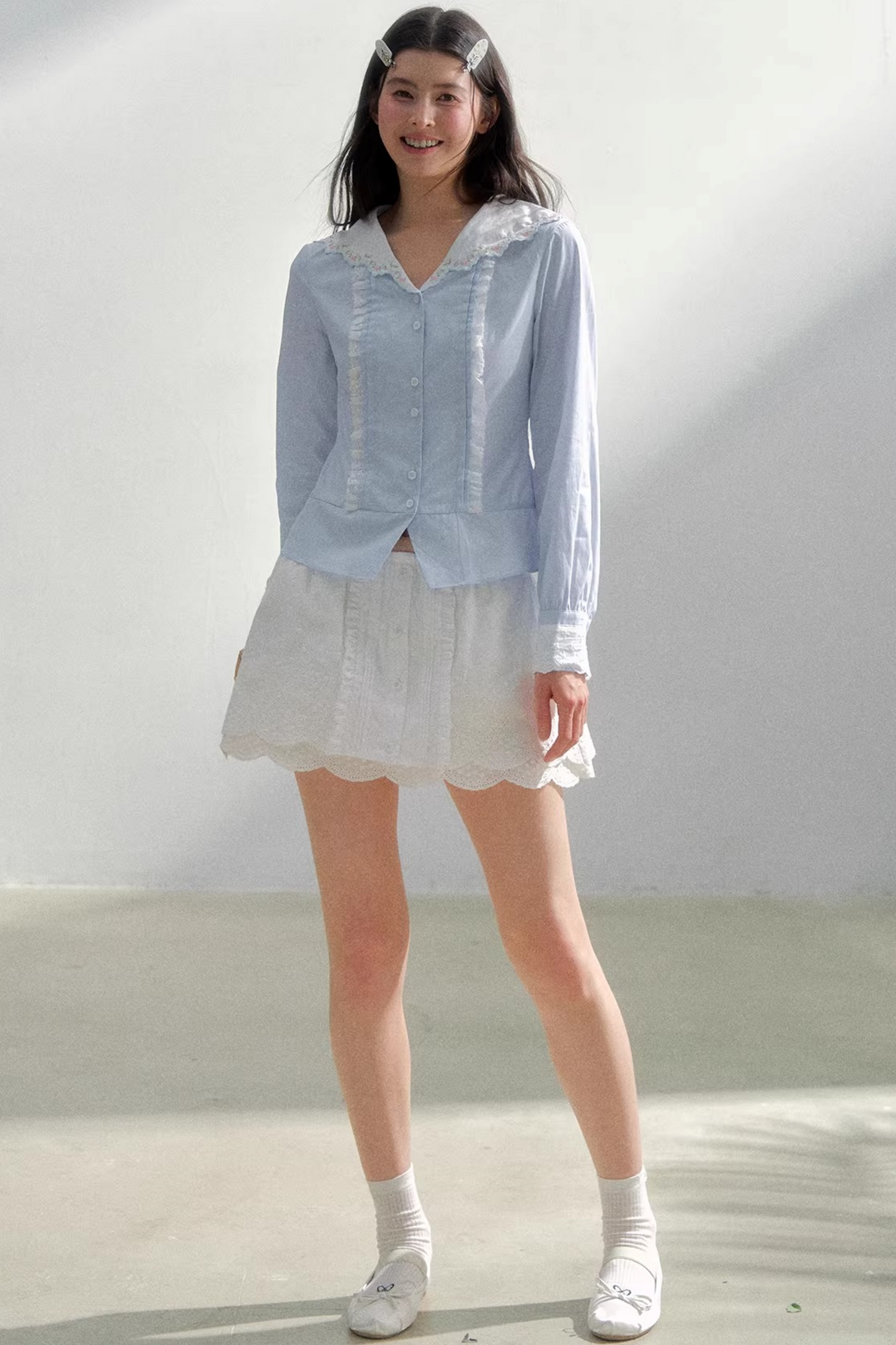 Sea of Spring Embroidered Blouse