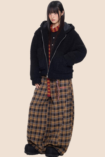 Imitation Lamb Wool Hooded Jacket