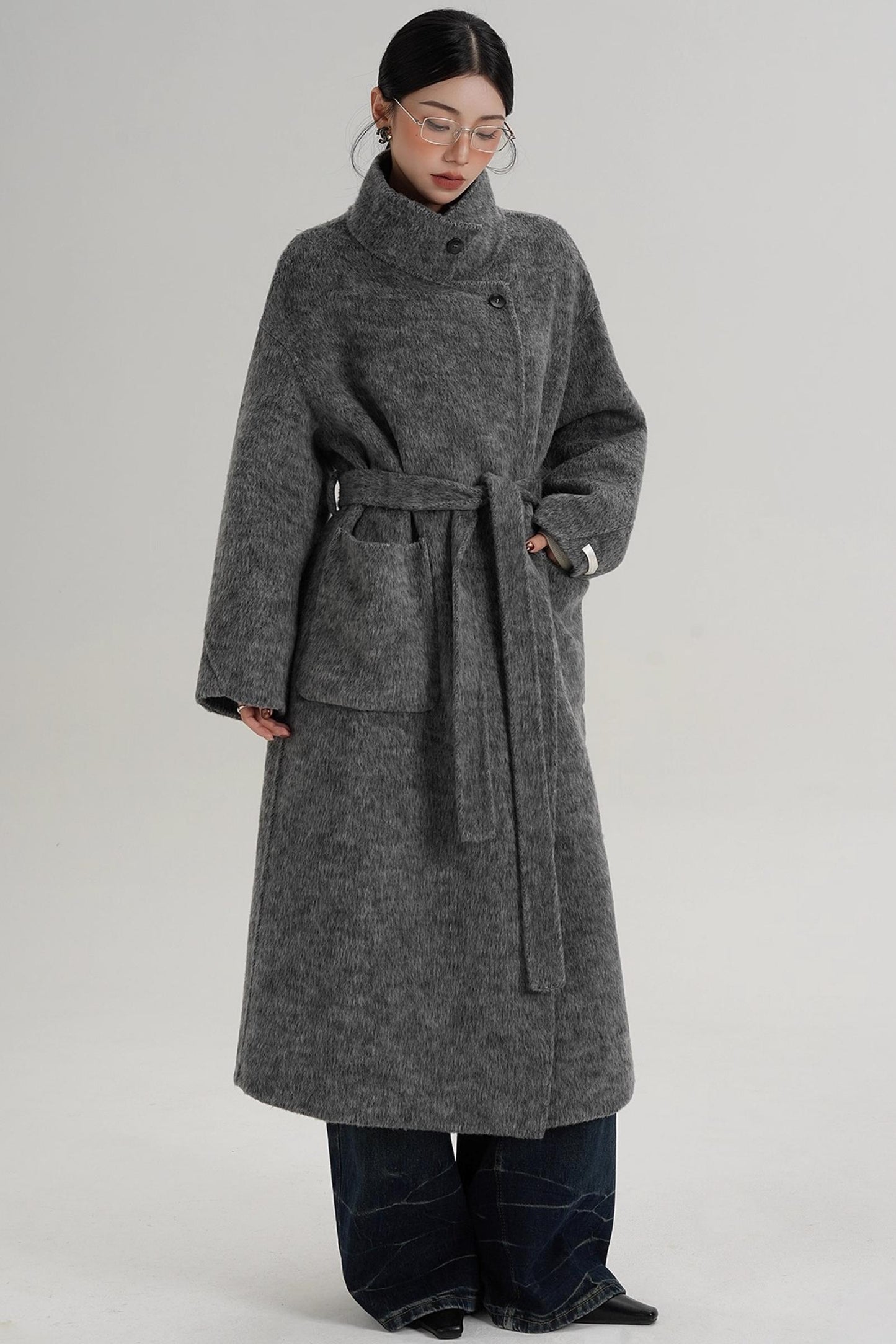 Elegant High-Neck Wool Coat