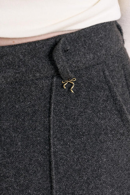 Woolen Dark Gray A-Line Pants