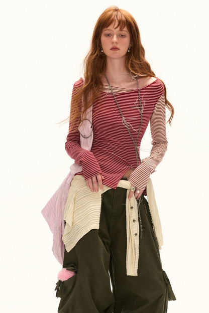 Striped Slim Long-Sleeved Top