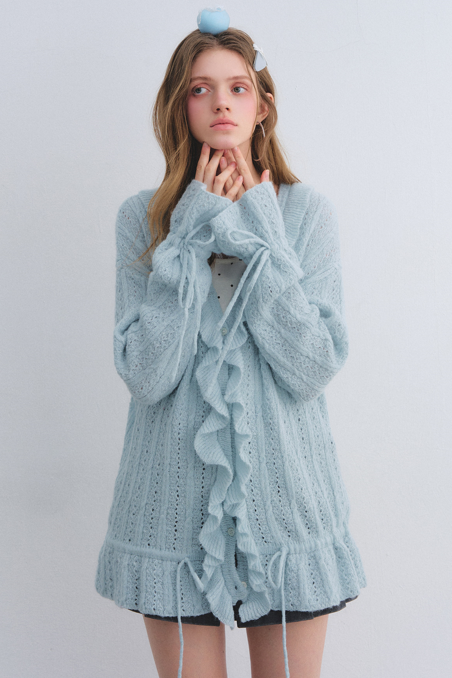 Wool Mohair Ruffled Cardigan