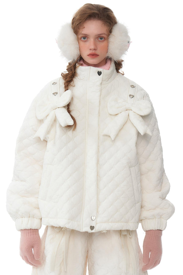 레트로 스타일 화이트 면 자켓 