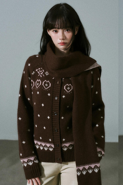 Fair Isle Wool Cardigan Top