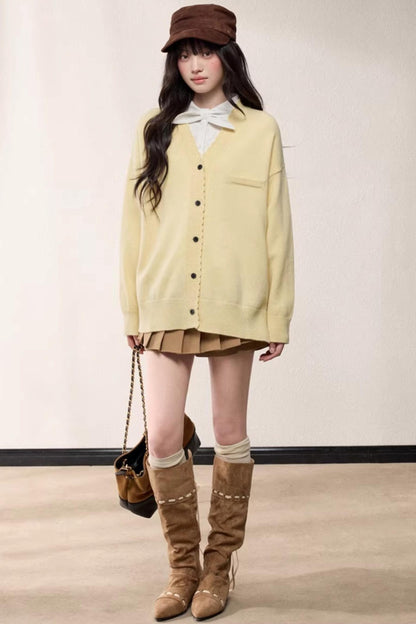 V-Neck Knitted Cardigan