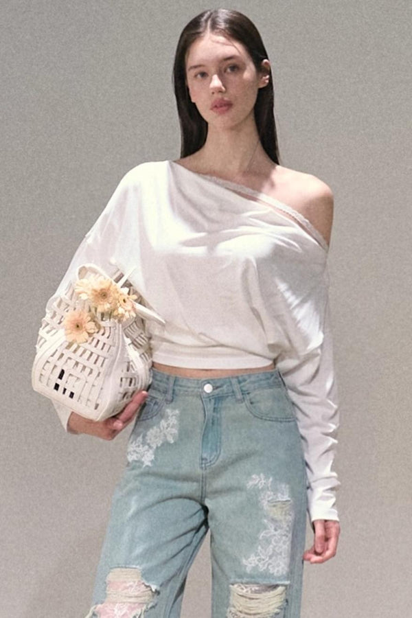 Lyocell Lace Swing Long T-Shirt