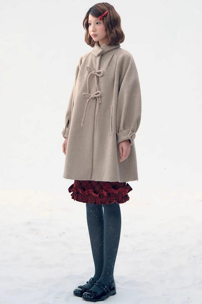 Retro Woolen Bow Coat
