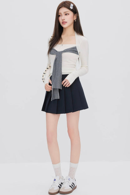 Faux Two-Piece Knit Top