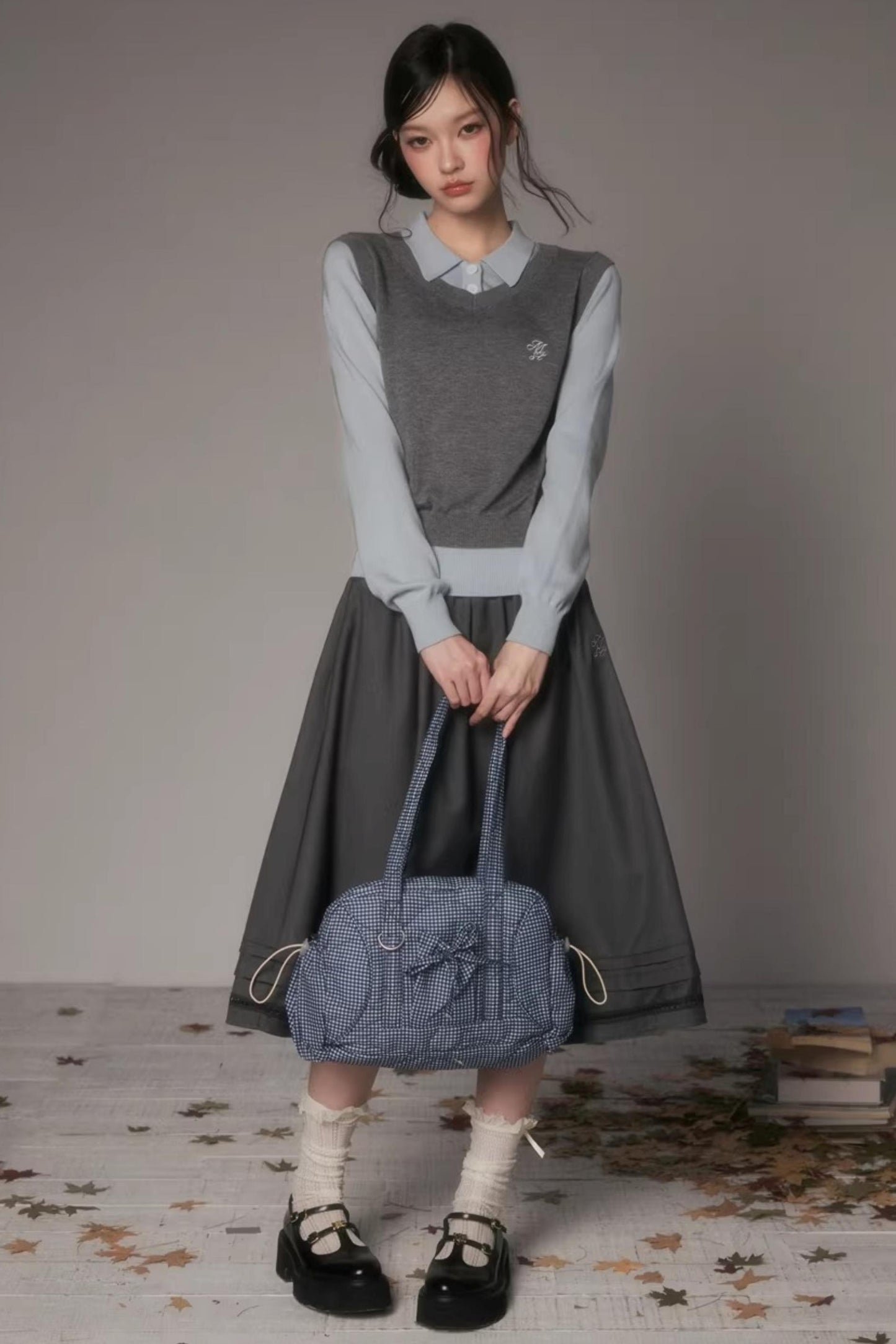 Embroidered Hollow-Out A-Line Skirt