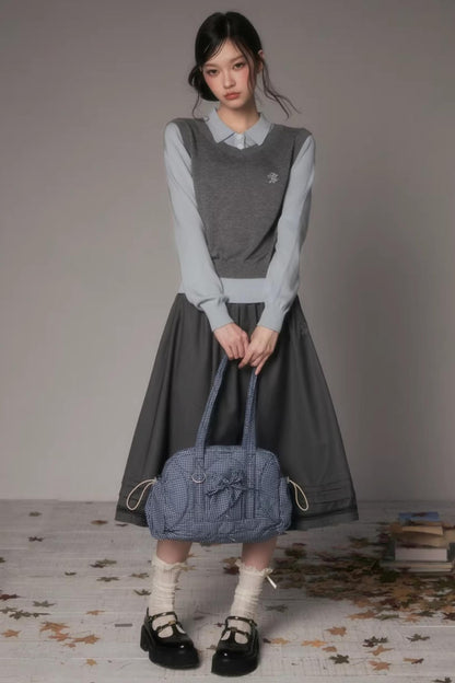 Embroidered Hollow-Out A-Line Skirt