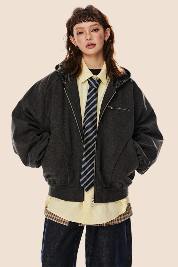 Retro Hooded Short Jacket