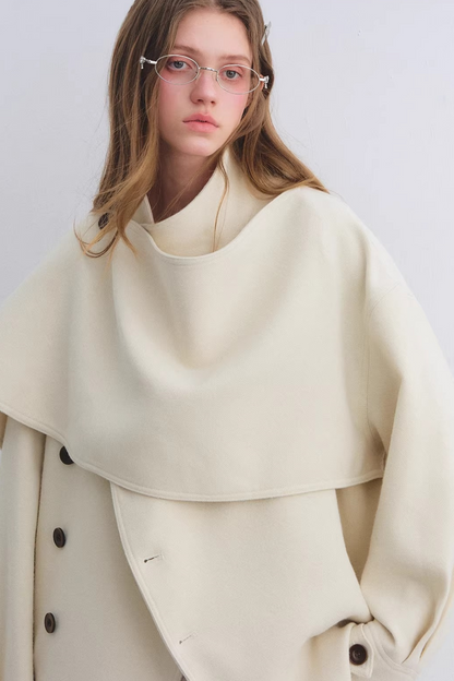 Wool Blend Shawl Collar Coat