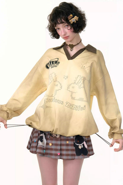 Gradient Print Polo Sweatshirt