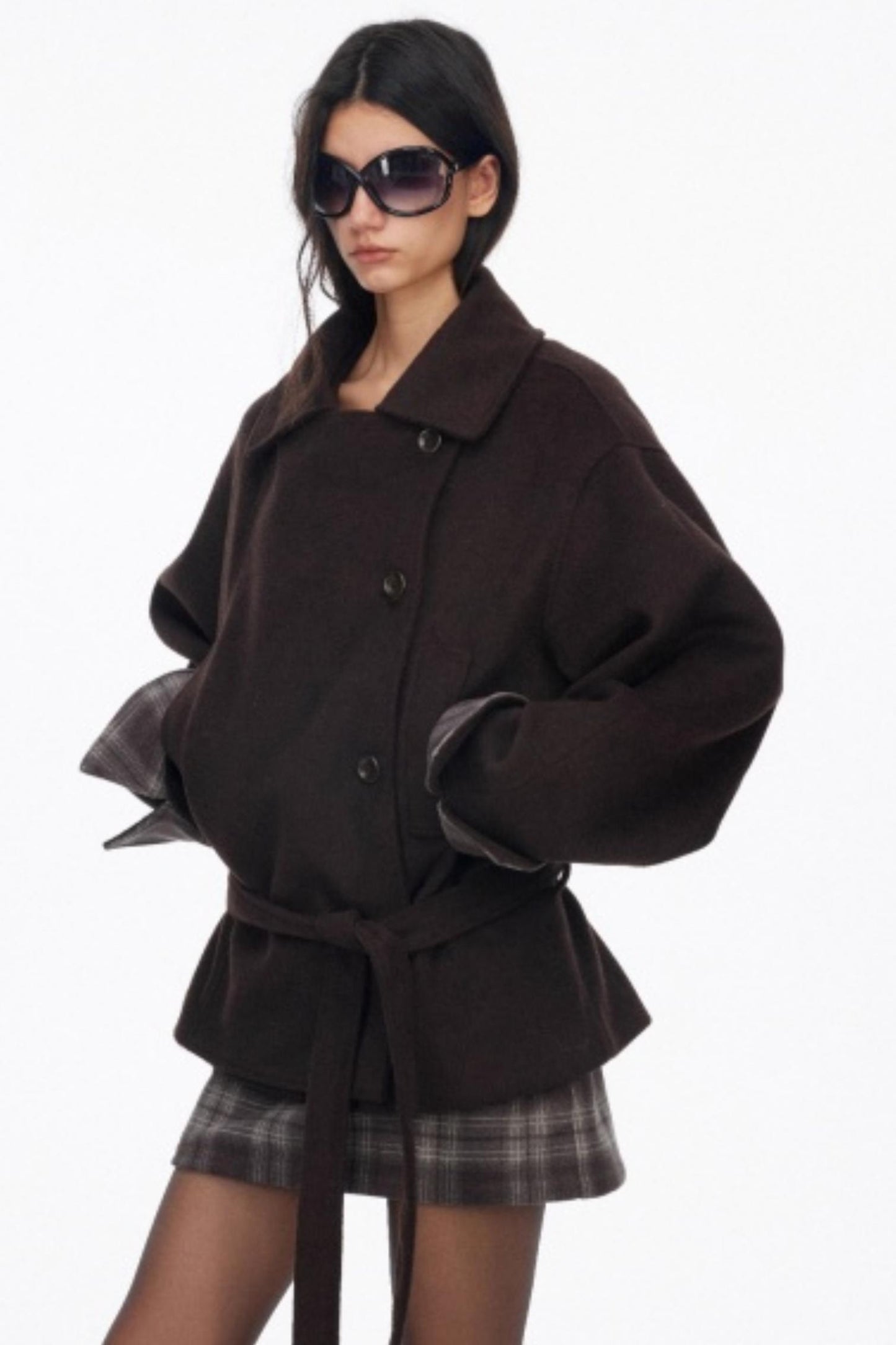 Asymmetrical Wool Coat Skirt Set-Up