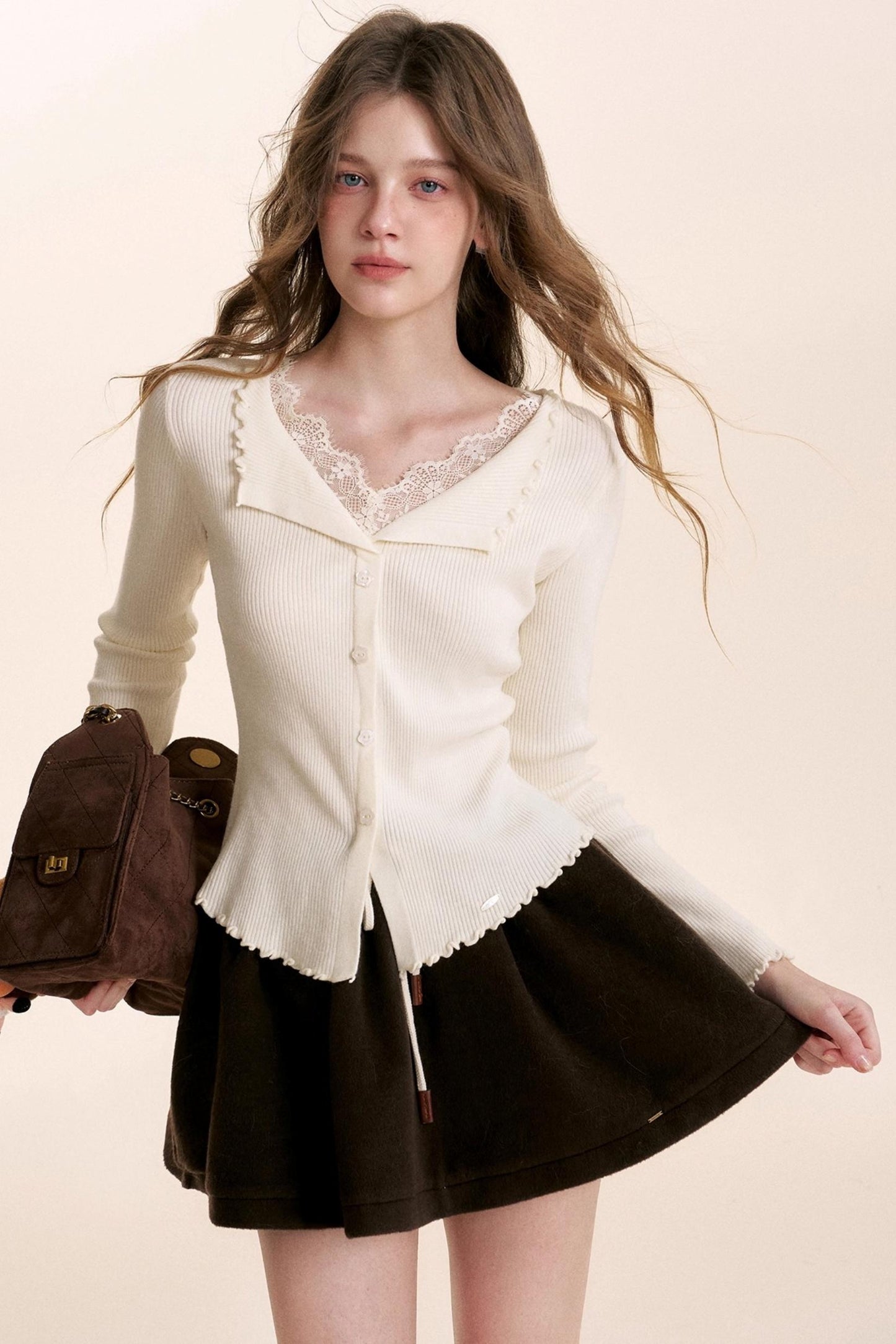 Romantic Lace Ruffled Knit Top