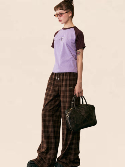 Retro Plaid Wide-leg Pants