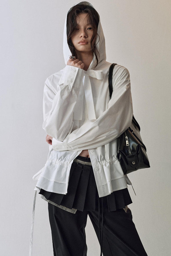 Constriction Silhouette Hooded Jacket