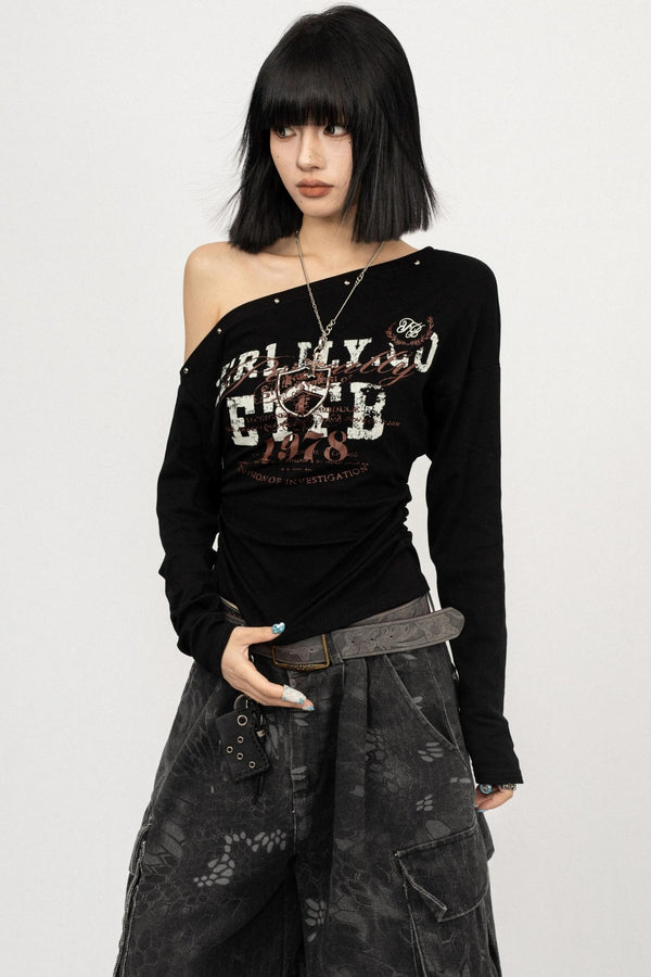 Autumn Spice Slim Black Long Sleeve Top