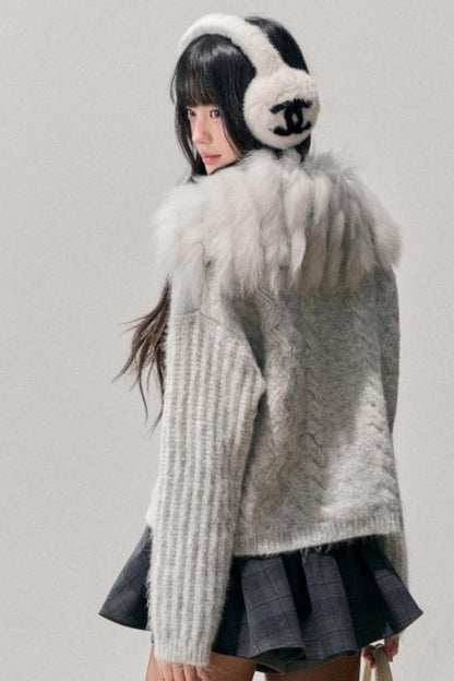 Fox Fur Knit Cardigan