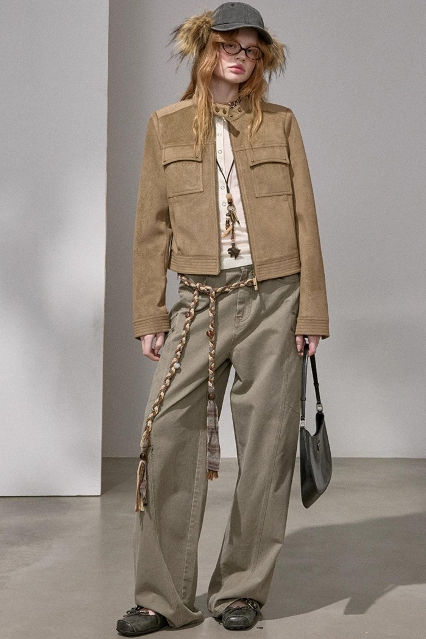 Suede Tailored Short Jacket