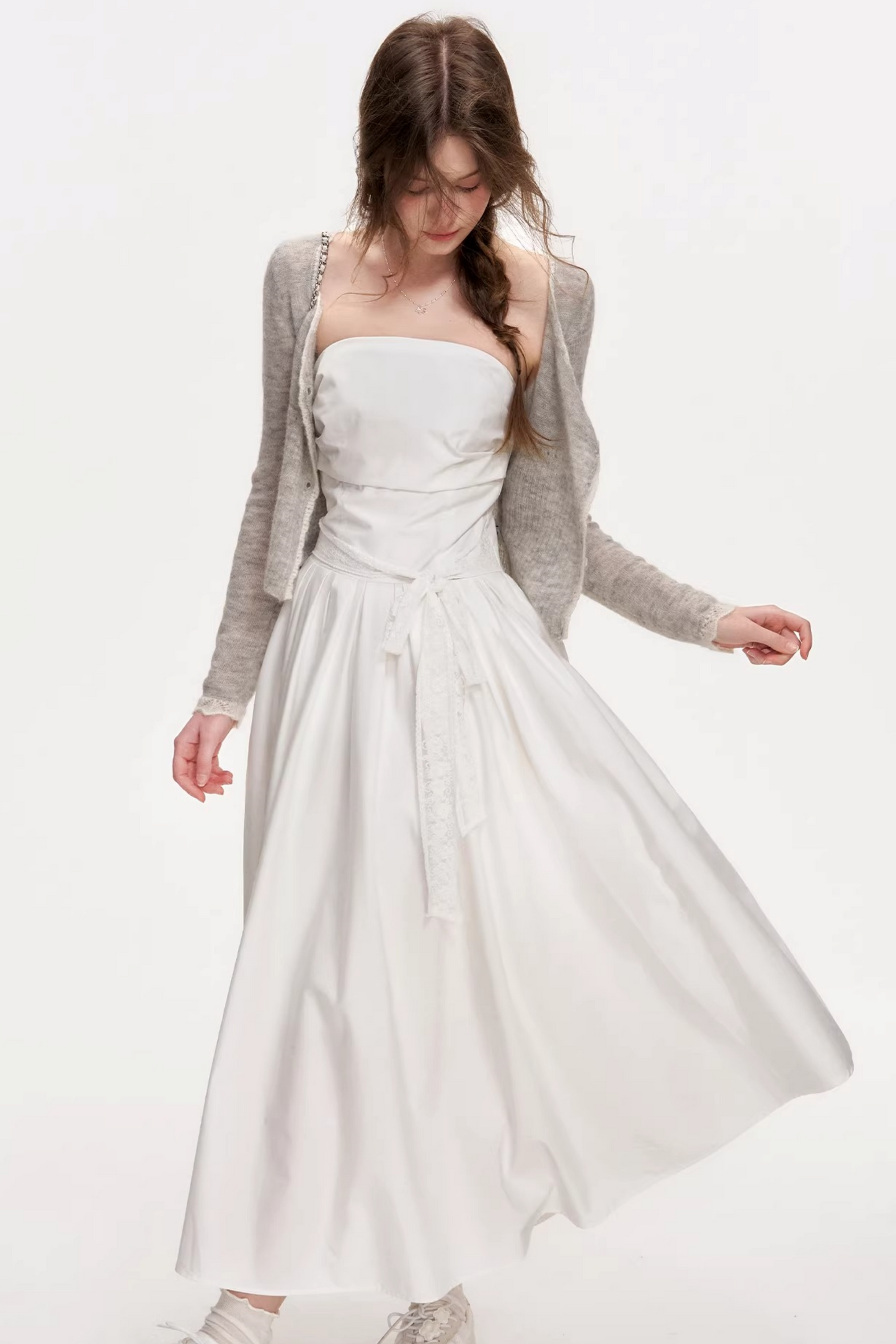 Delicate Lace Strapless Dress