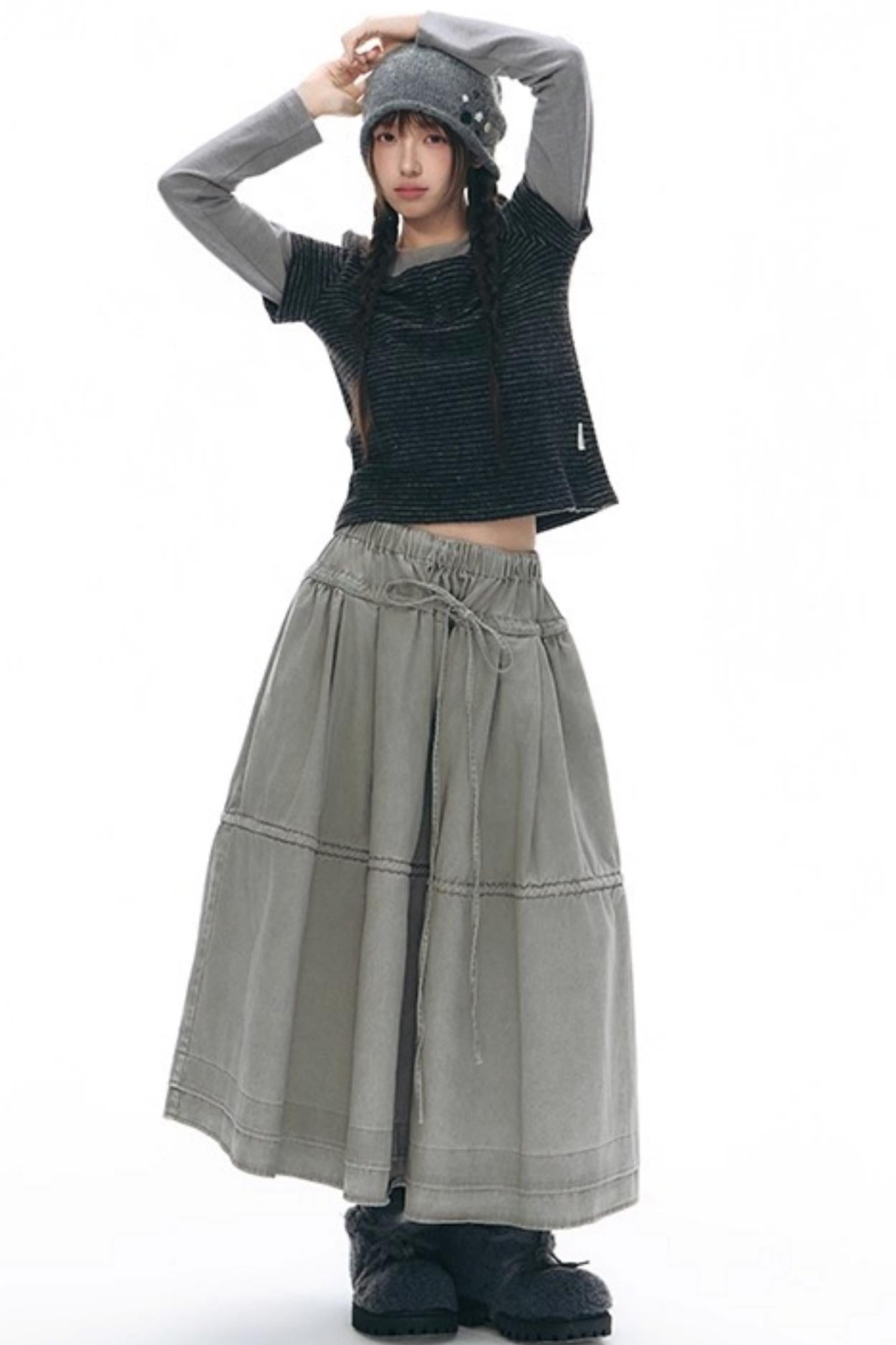 Elastic Cotton Dimensional Skirt