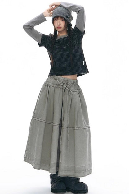 Elastic Cotton Dimensional Skirt