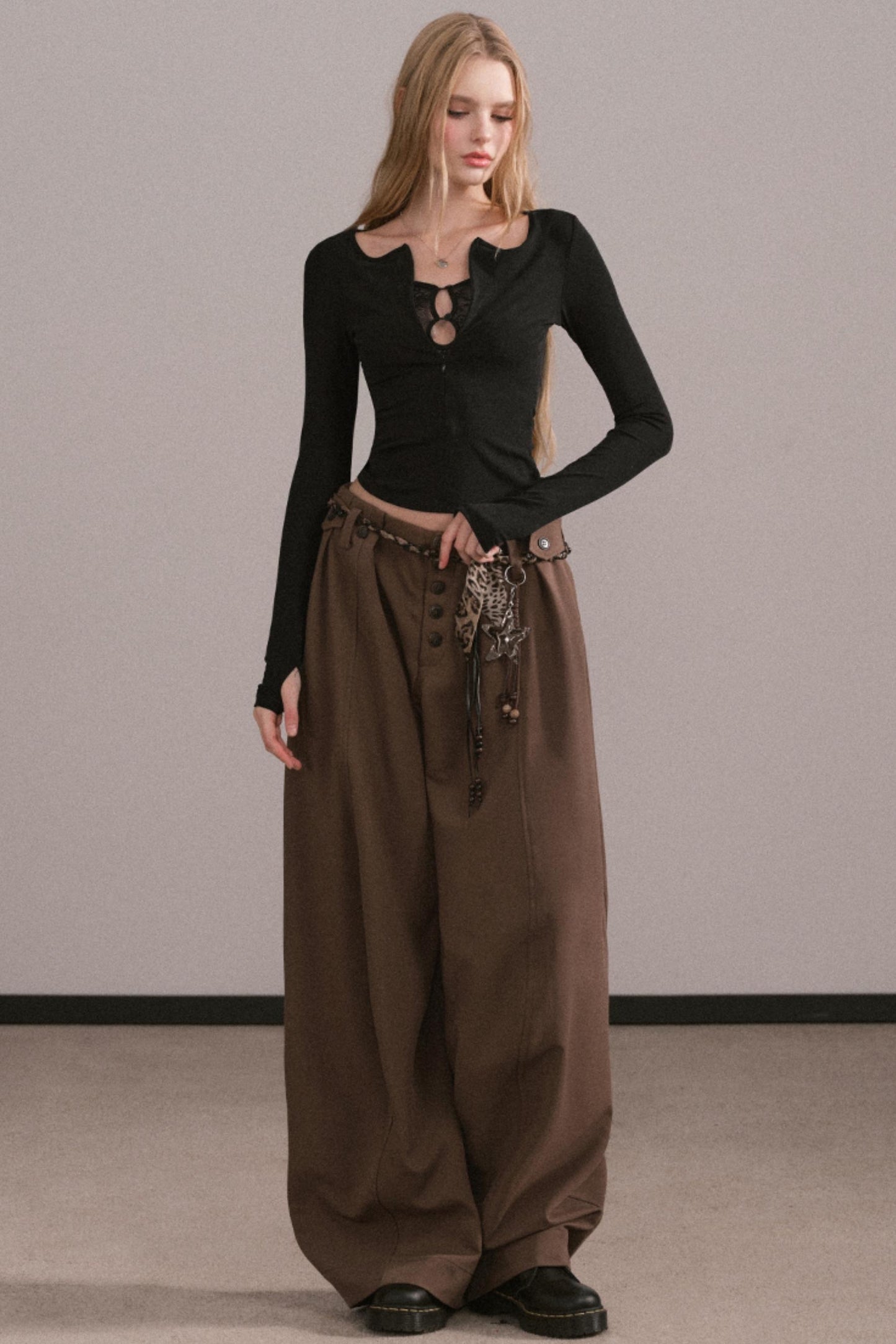 Lyocell Lace Zipper Top